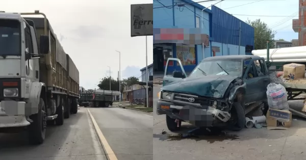 Timbues: impactante choque entre una camioneta y un camión en Ruta 11