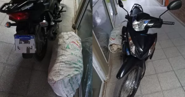 Boquilleaban camiones y dejaron una moto abandonada con bolsas vacías