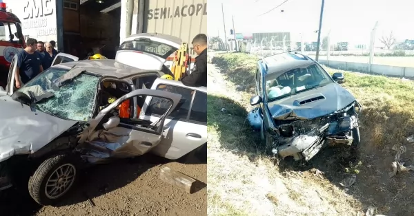 Fuerte choque entre dos autos en Puerto: un hombre quedó atrapado y fue rescatado por bomberos