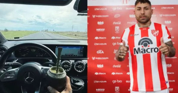 Un futbolista profesional subió una foto manejando a 170 kilómetros por hora y tomando mate