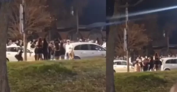Noches violentas: grabaron una batalla campal a la salida de un boliche en Capitán Bermúdez