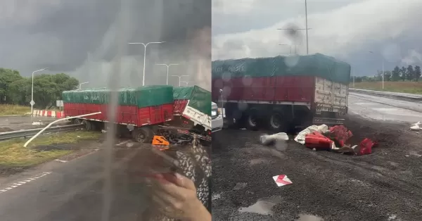 Un camión despistó en zona de obras de la Autopista a la altura de Fray Luis Beltrán 