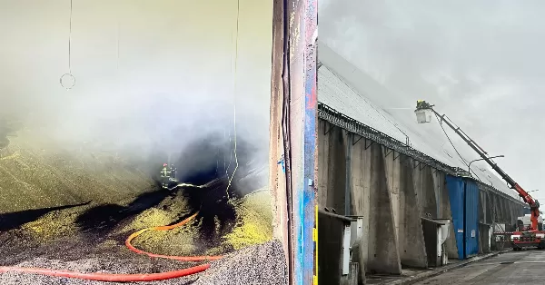 Continúa el incendio en una celda de Bunge en San Jerónimo Sud: se espera poder extinguirlo este miércoles