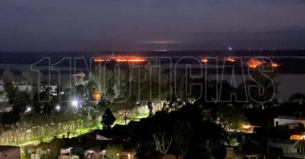 Varios focos de incendio se activaron frente a San Lorenzo en las islas