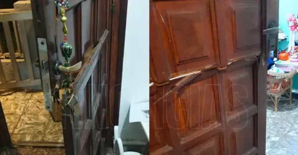 Escruche en Bermúdez: partieron la puerta a la mitad y entraron a robar a una casa