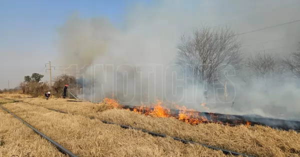 San Lorenzo: bomberos trabajan para contener el incendio en la avenida Interurbana