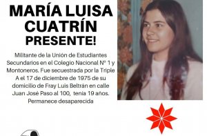 Fray Luis Beltrán: a 45 años del secuestro y desaparición de María Luisa Cuatrín