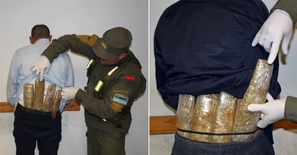 Dos pasajeros detenidos por llevar paquetes con marihuana adosados a sus cuerpos