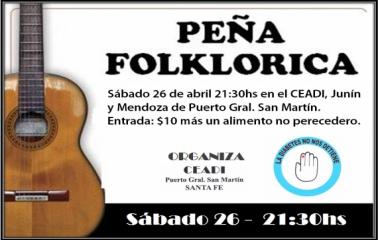 Este sábado, Peña Folklórica del CEADI