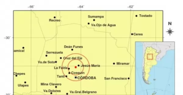 Un fuerte temblor en Córdoba tuvo una magnitud de 4,6 grados